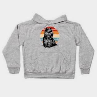 Vintage Retro Yorkshire Terrier Distressed Dog Kids Hoodie